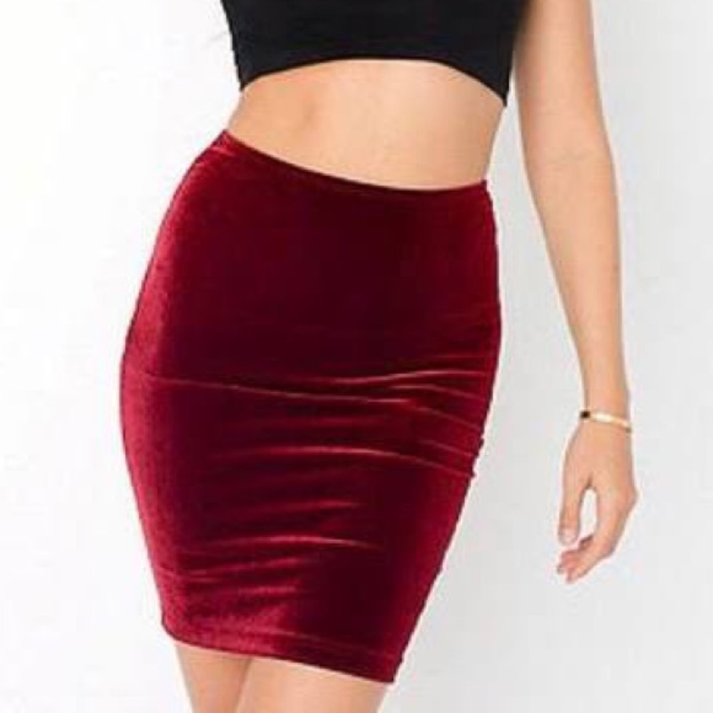 American Apparel Red Velvet Skirt